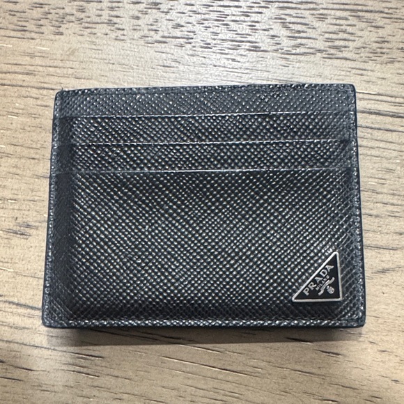 Prada Textured Black Card Holder